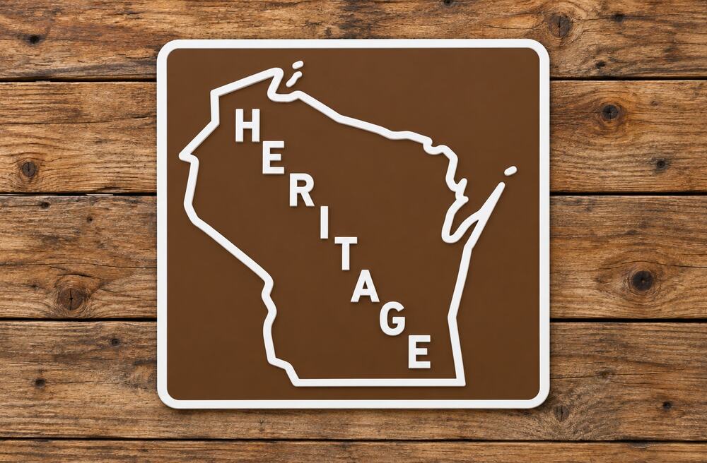 Wisconsin HERITAGE Road Sign highway trail street route marker Travel Midwest